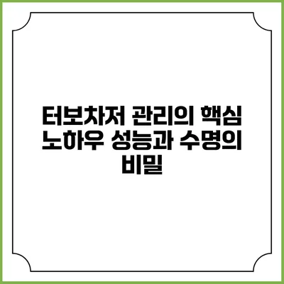터보차저 관리의 핵심 노하우: 성능과 수명의 비밀