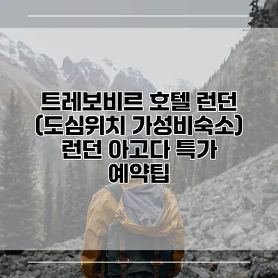 트레보비르 호텔 런던 (도심위치 가성비숙소) 런던 아고다 특가 예약팁