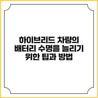 하이브리드 차량의 배터리 수명을 늘리기 위한 팁과 방법
