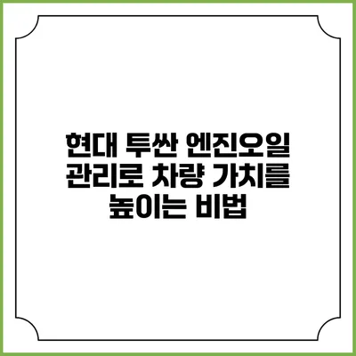 현대 투싼 엔진오일 관리로 차량 가치를 높이는 비법