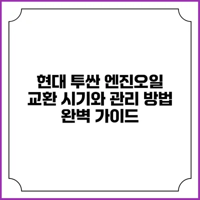 현대 투싼 엔진오일 교환 시기와 관리 방법 완벽 가이드