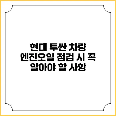 현대 투싼 차량 엔진오일 점검 시 꼭 알아야 할 사항