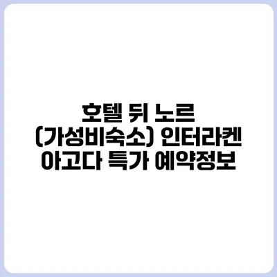 호텔 뒤 노르 (가성비숙소) 인터라켄 아고다 특가 예약정보