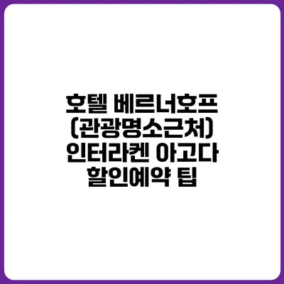 호텔 베르너호프 (관광명소근처) 인터라켄 아고다 할인예약 팁