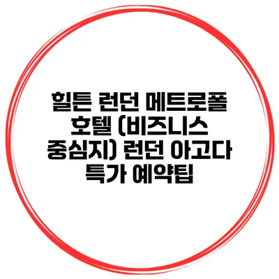 힐튼 런던 메트로폴 호텔 (비즈니스 중심지) 런던 아고다 특가 예약팁